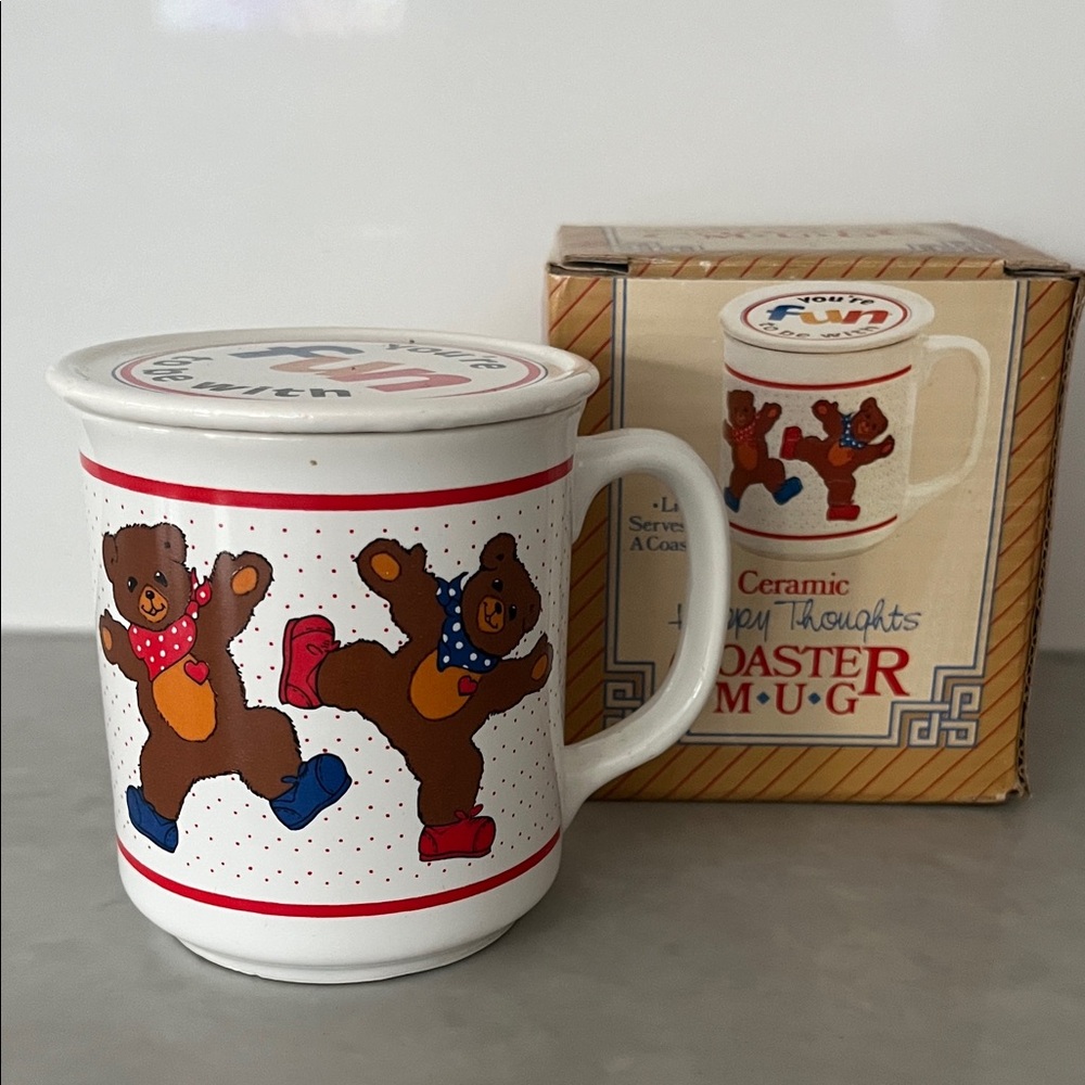 Vintage 90’s Mug with Lid/Coaster